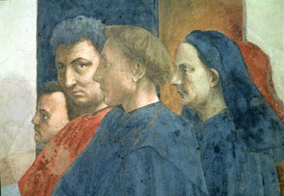 The Raising of the Son of Theophilus, King of Antioch, and St. Peter Enthroned as First Bishop of Antioch (detail) by Tommaso Masaccio